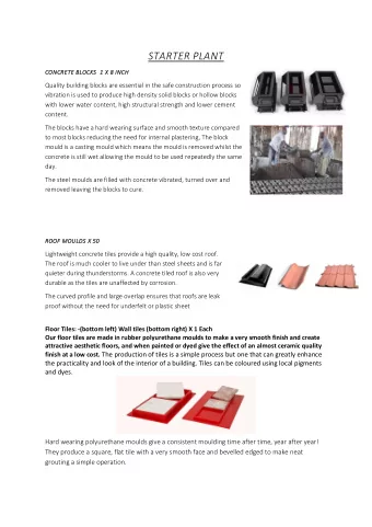 STARTER PLANT  CONCRETE BLOCKS  1 X 8 INCH  Quality building blocks are essential in the safe