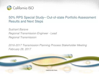 50% RPS Special Study Out-of-state Portfolio Assessment  Results and Next Steps  Sushant Barave