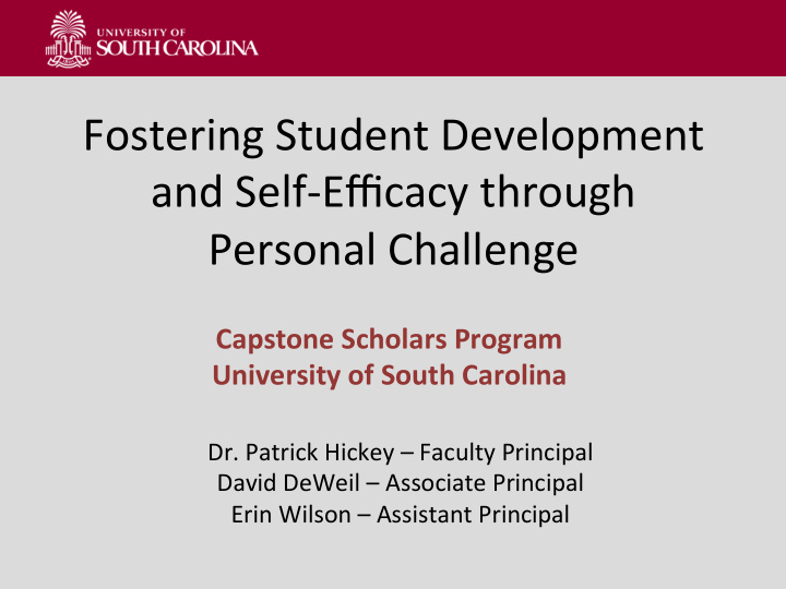fostering student development and self efficacy through