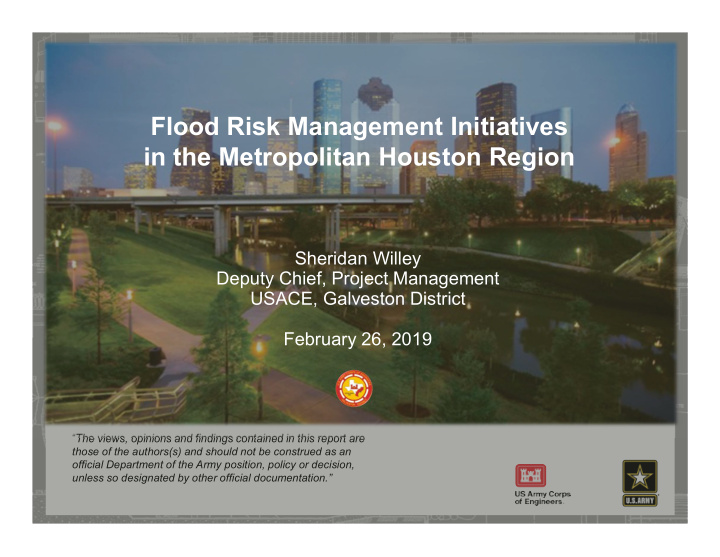 flood risk management initiatives in the metropolitan