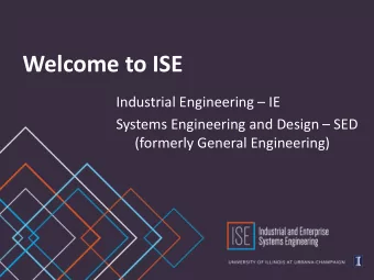 Welcome to ISE Industrial Engineering  IE Systems Engineering and Design  SED  (formerly