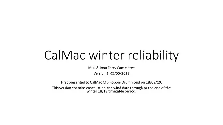 calmac winter reliability