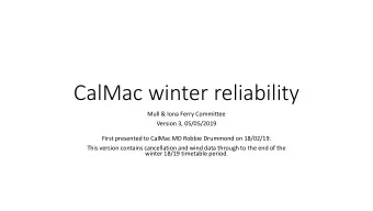 CalMac winter reliability  Mull &amp; Iona Ferry Committee  Version 3, 05/05/2019  First presented