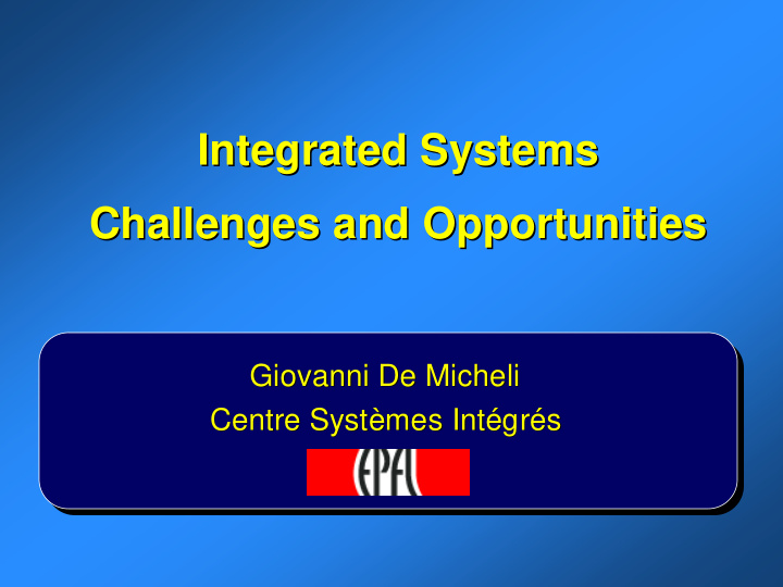 integrated systems integrated systems challenges and