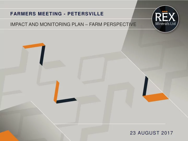 23 august 2017 impact and monitoring plan farm perspective