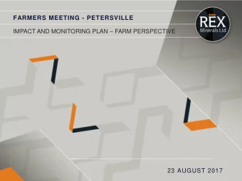23 AUGUST 2017 IMPACT AND MONITORING PLAN  FARM PERSPECTIVE  OVERVIEW    Factors affecting