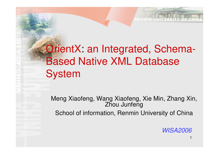 orientx an integrated schema based native xml database