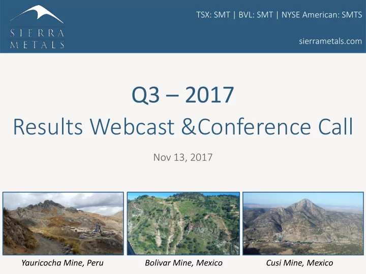 q3 2017 results webcast conference call