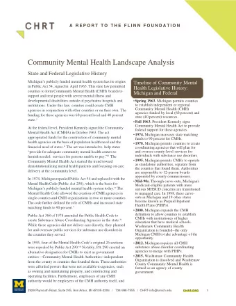 Community Mental Health Landscape Analysis State and Federal Legislative History Michigans