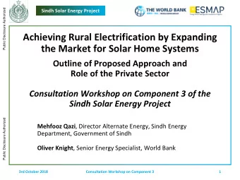 the Market for Solar Home Systems  Outline of Proposed Approach and  Public Disclosure Authorized
