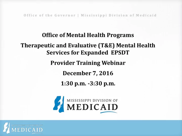 office of mental health programs therapeutic and