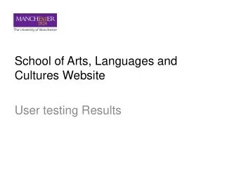 User testing Results  Background    User testing conducted throughout November 2012    Three