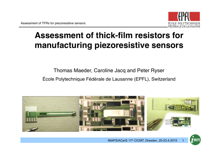 assessment of thick film resistors for manufacturing