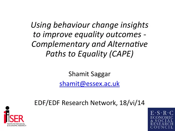 using behaviour change insights to improve equality