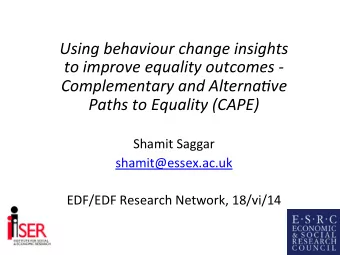 Using  behaviour  change  insights    to  improve  equality  outcomes