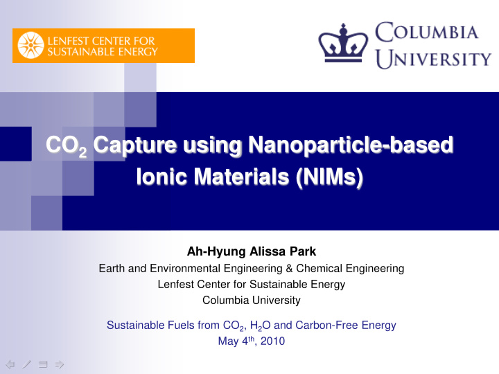 co 2 capture using nanoparticle based ionic materials nims