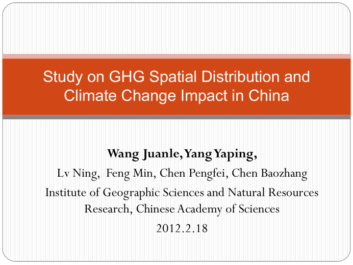 study on ghg spatial distribution and climate change