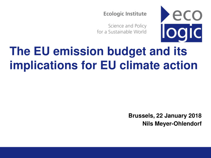 the eu emission budget and its implications for eu