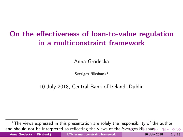 on the effectiveness of loan to value regulation in a