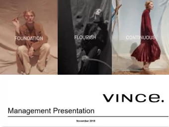 Disclaimer This Management Presentation (this Presentation) is the property of Vince Holding