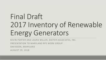 Final Draft  2017 Inventory of Renewable  Energy Generators  KEVIN PORTER AND LAURA MILLER, EXETER