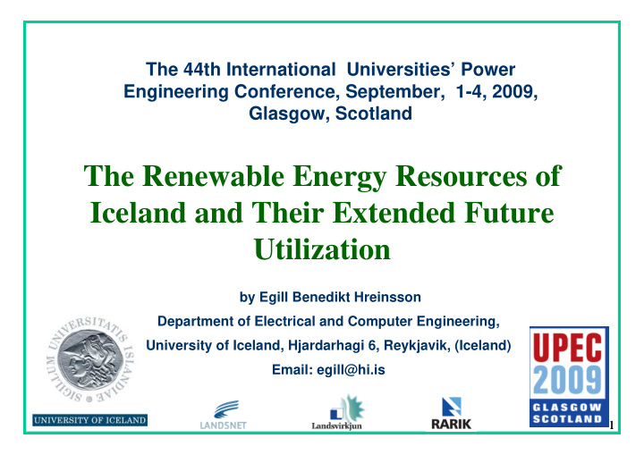 the renewable energy resources of iceland and their
