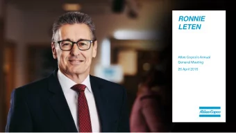 RONNIE  LETEN  Atlas Copcos Annual  General Meeting  26 April 2016  ONE STRONG GROUP  BELIEVING