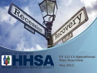 Plan Overview  May 2012  Health and Human Services Agency o Aging and Independence Services o