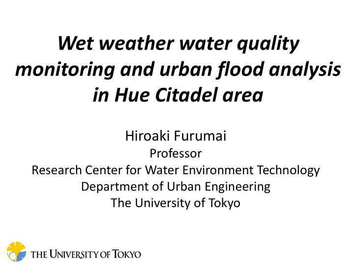 wet weather water quality monitoring and urban flood