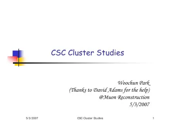 CSC Cluster Studies  Woochun Park  (Thanks to David Adams for the help)  @Muon Reconstruction