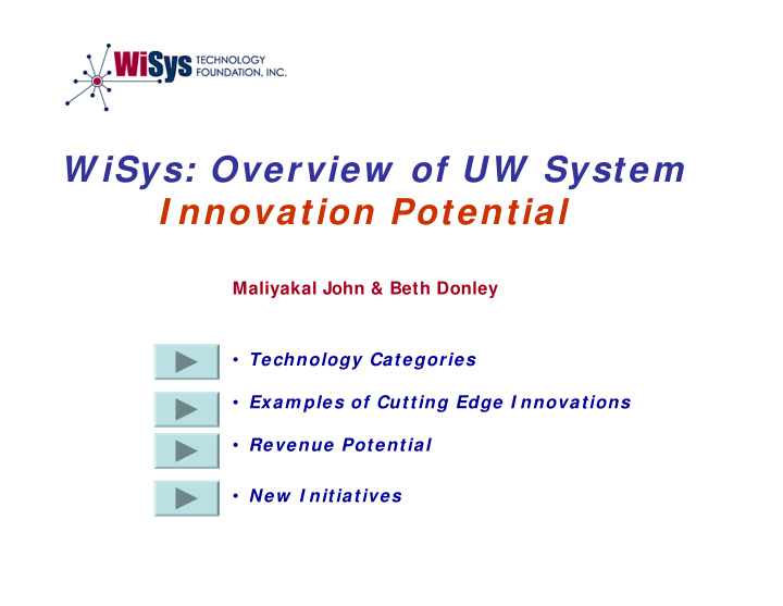 w isys overview of uw system i nnovation potential