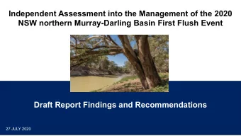 Independent Assessment into the Management of the 2020  NSW northern Murray-Darling Basin First
