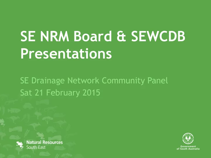 se nrm board sewcdb presentations