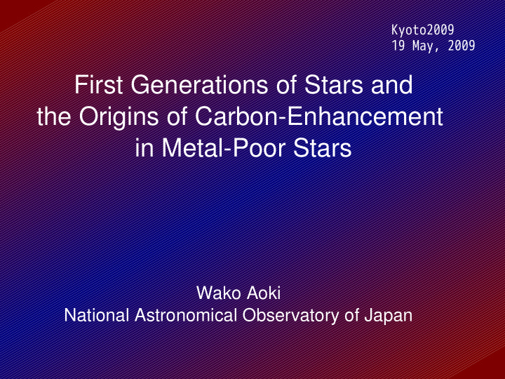 first generations of stars and the origins of carbon