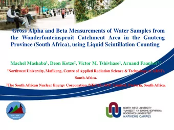 Gross Alpha and Beta Measurements of Water Samples from  the Wonderfonteinspruit Catchment Area in