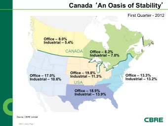 Canada  An Oasis of Stability   First Quarter - 2012  Office  8.0%  Industrial  5.4%