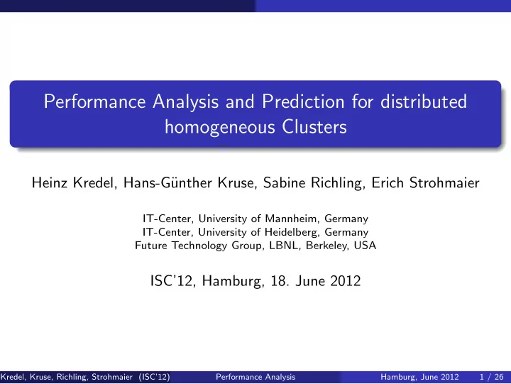 performance analysis and prediction for distributed