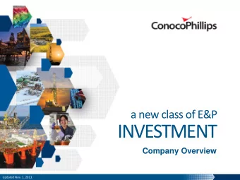 INVESTMENT Company Overview  Updated Nov. 1, 2013.  Cautionary Statement  The following