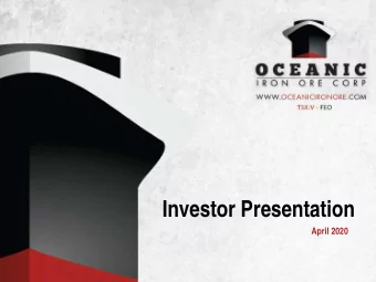 Investor Presentation  April 2020  Cautionary Notes  This presentation includes certain