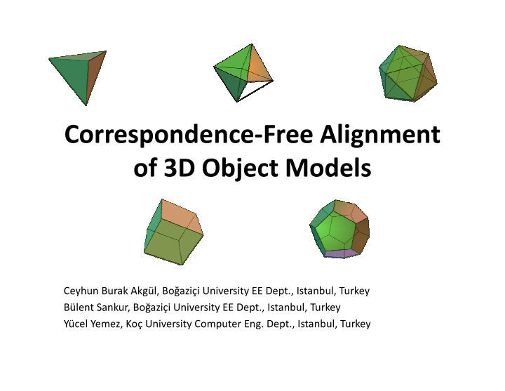 correspondence free alignment of 3d object models