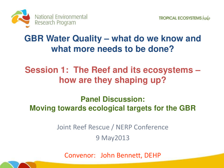 gbr water quality what do we know and what more needs to