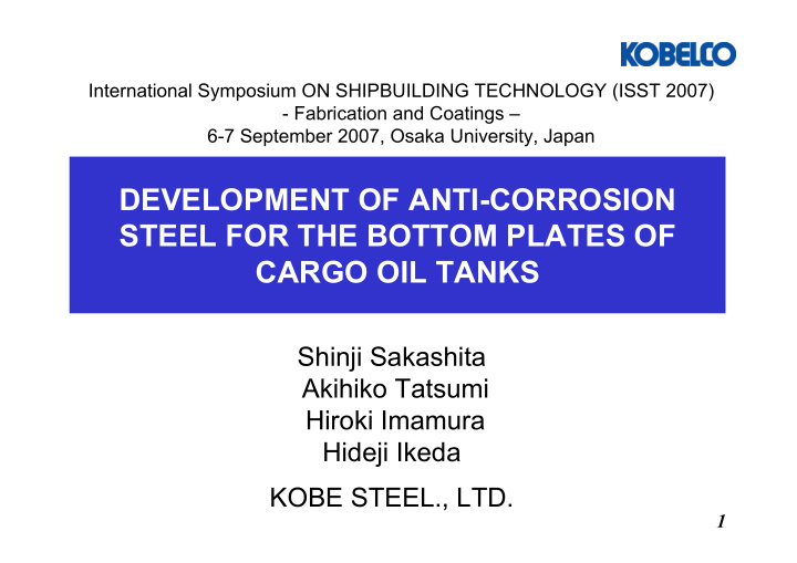 development of anti corrosion steel for the bottom plates