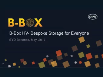 B-Box HV- Bespoke Storage for Everyone  BYD Batteries, May, 2017  GLOBAL STORAGE TREND 2024