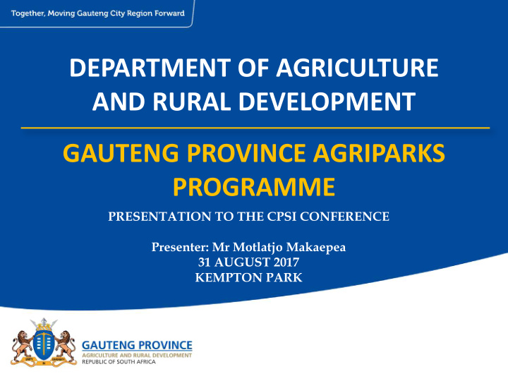 department of agriculture and rural development gauteng