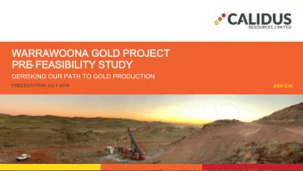 WARRAWOONA GOLD PROJECT  WARRAWOONA GOLD PROJECT  PRE  PRE  - FEASIBILITY STUDY  FEASIBILITY STUDY