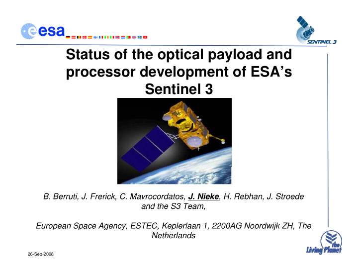 status of the optical payload and processor development