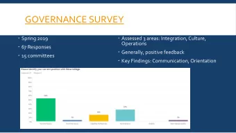 GOVERNANCE SURVEY  Spring 2019  Assessed 3 areas: Integration, Culture,  Operations  67