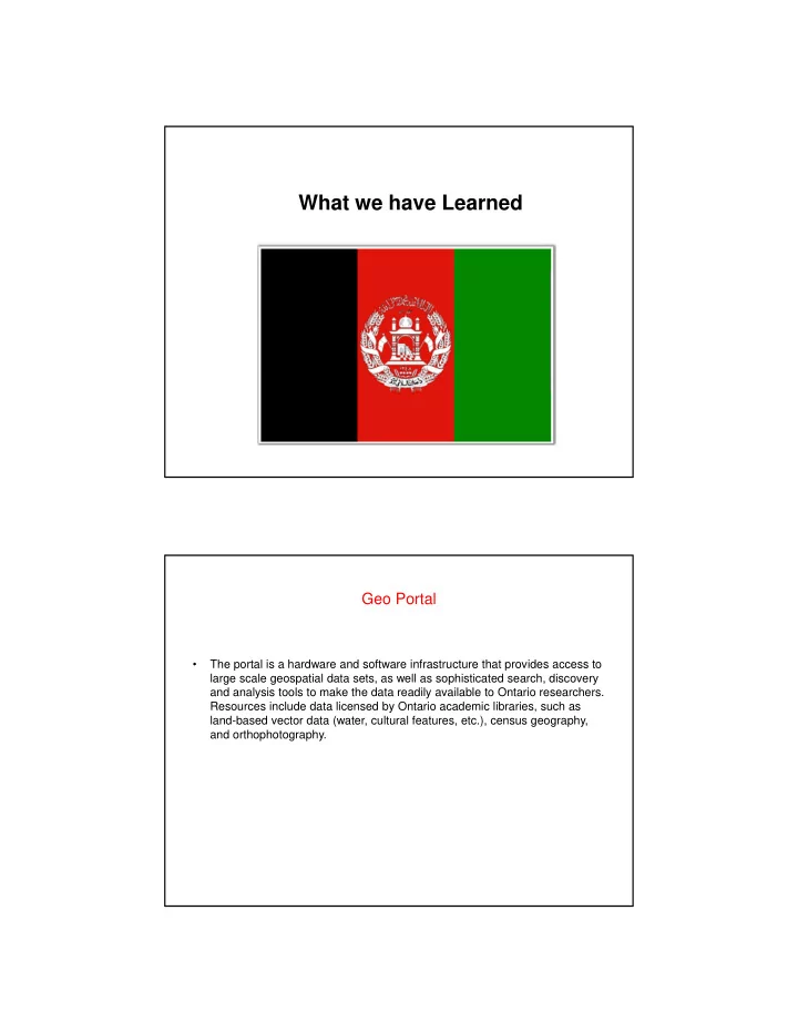 what we have learned