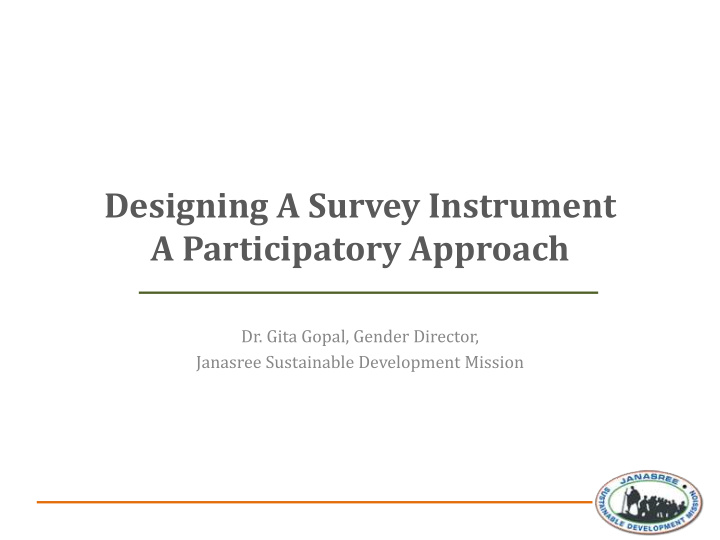 designing a survey instrument a participatory approach