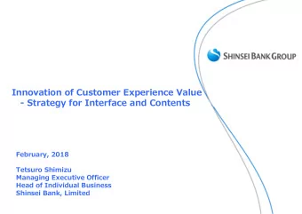 Innovation of Customer Experience Value  - Strategy for Interface and Contents  February, 2018